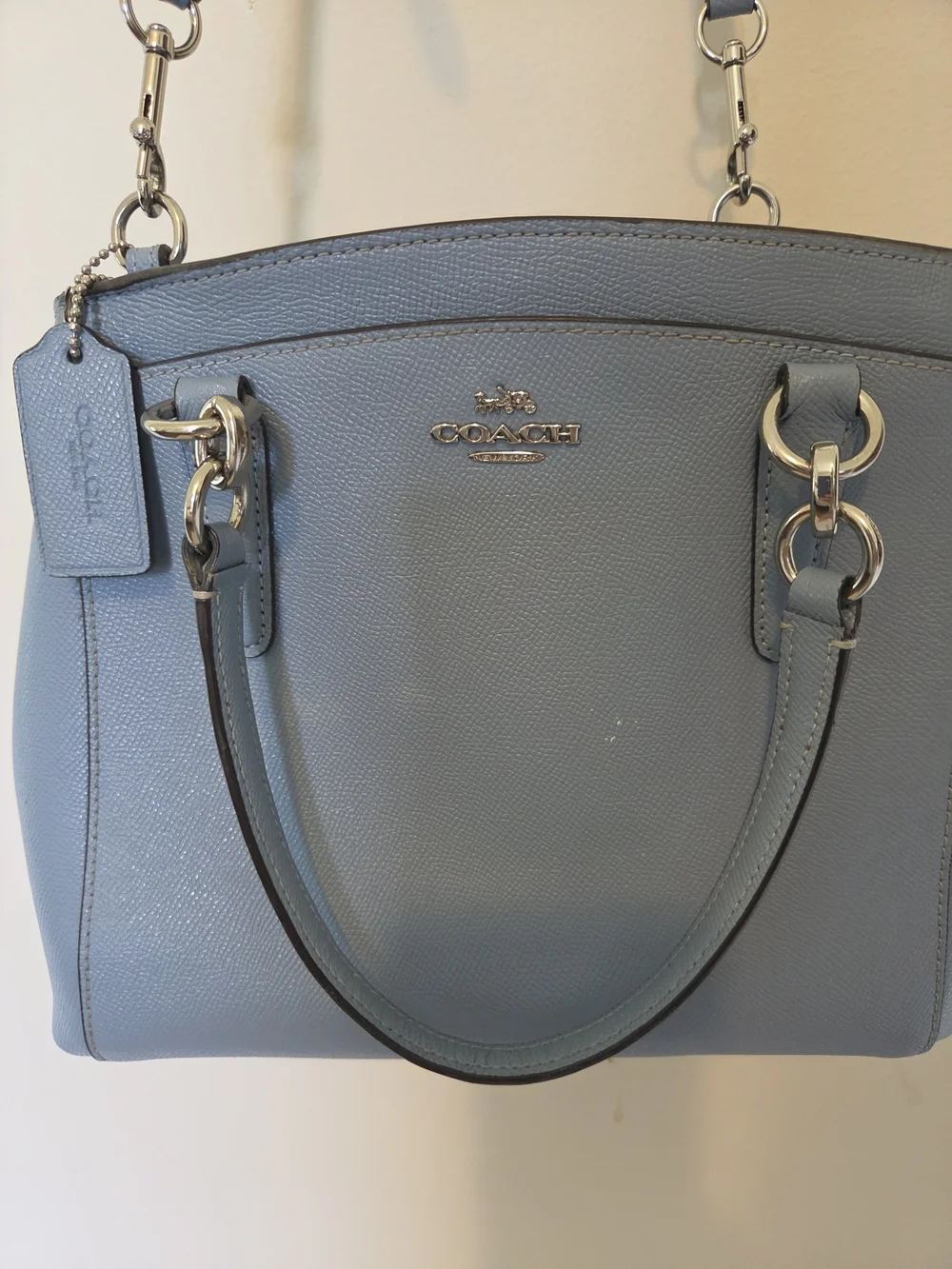 COACH Light Blue Leather Satchel - Elegant Women's Handbag